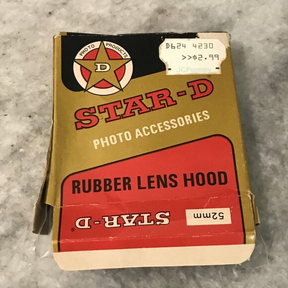 Vintage Star-D Rubber Lens Hood 52mm SLR Camera Photo Accessories NOS Black - Picture 2 of 3